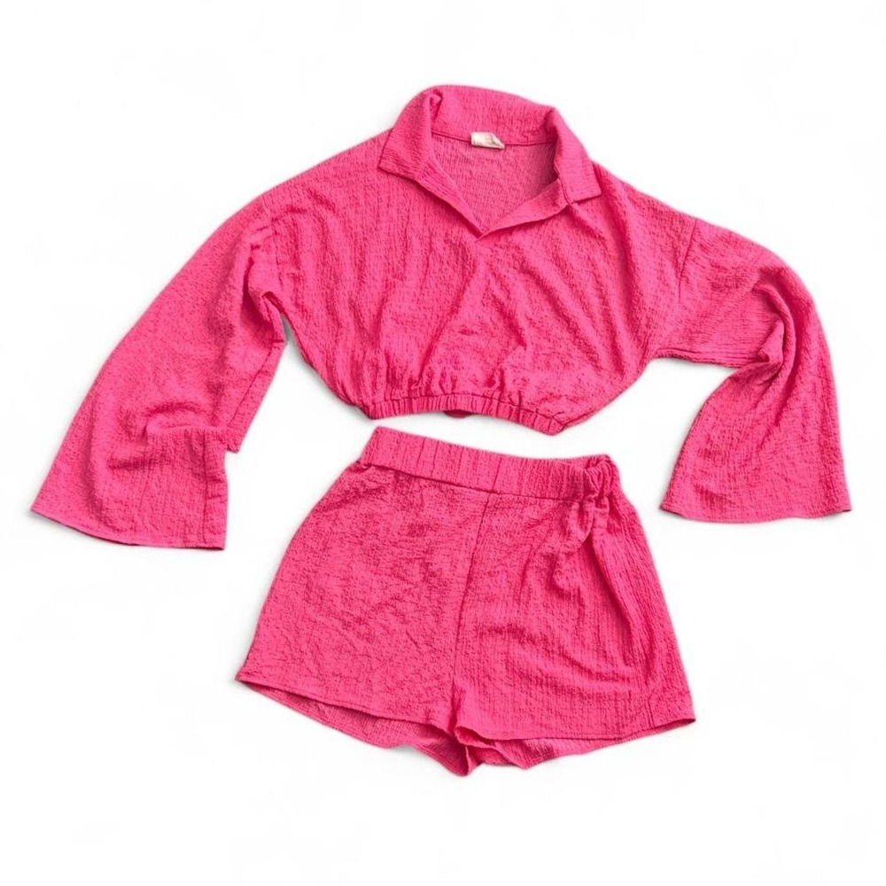 143 Story by Line Up Pink Two Piece Set Crop Top Shorts Small Y2K
